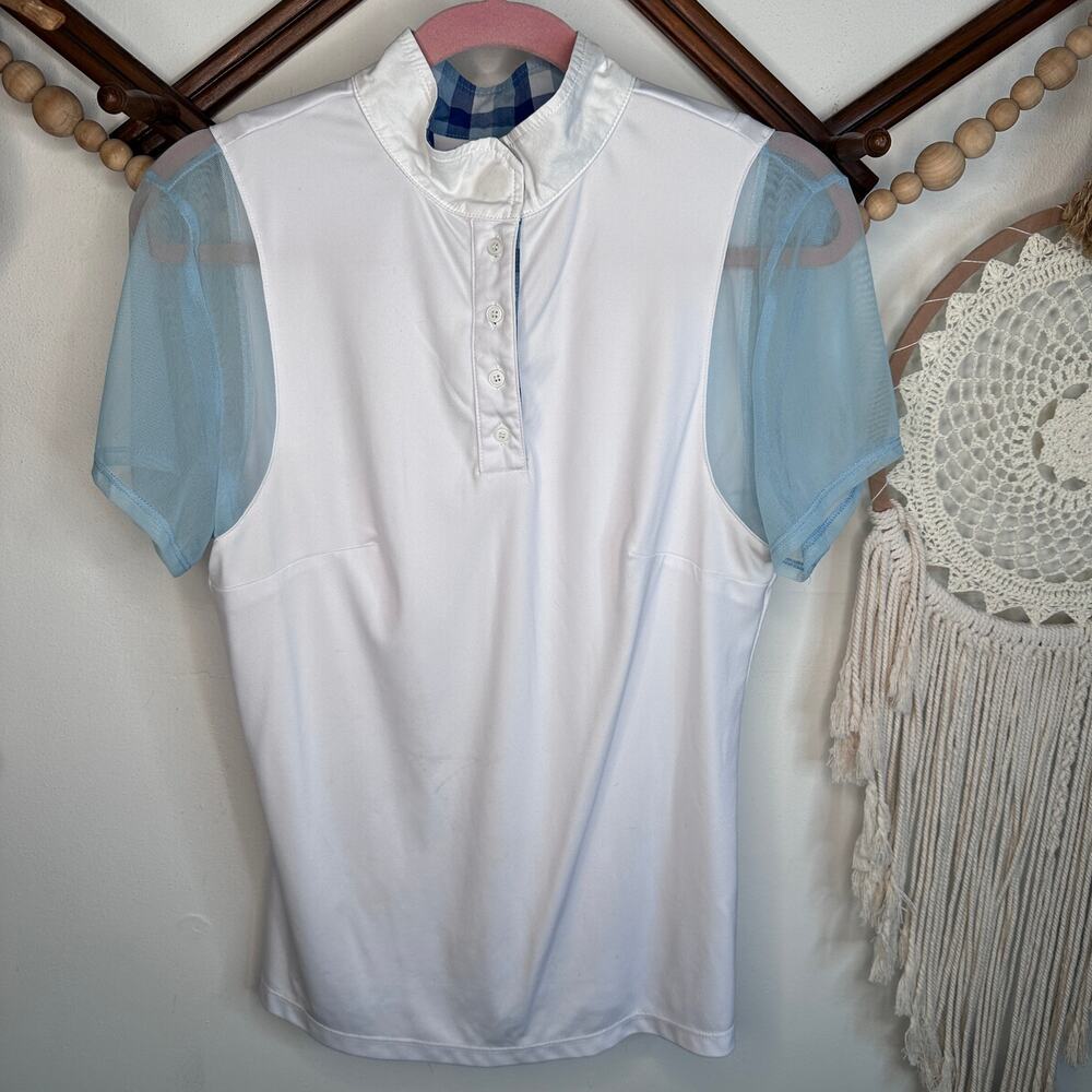 Le Flash Paulo Alto Equestrian Mesh Sleeve White Top